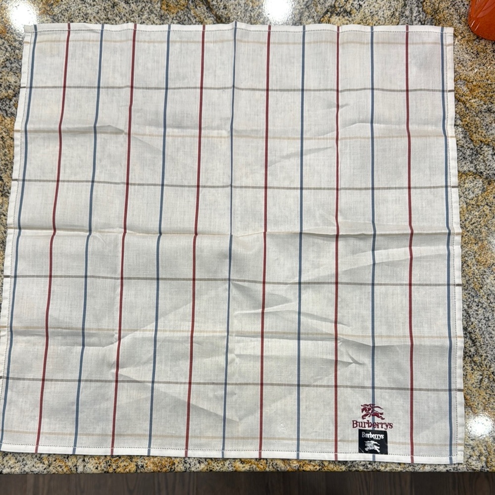 Burberry White, Red, and Blue Checkered Scarf